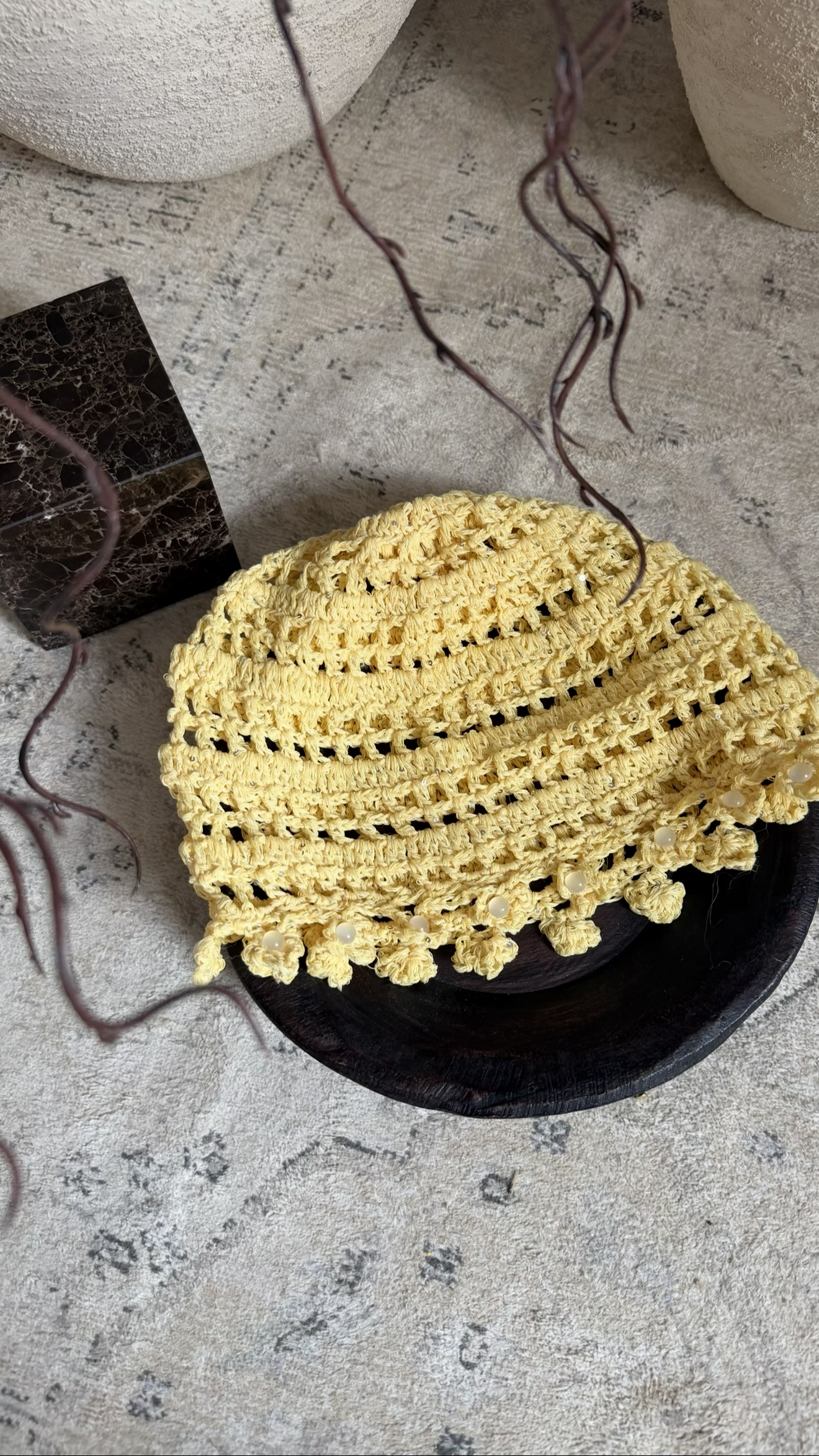 Bonnet en crochet | Jaune