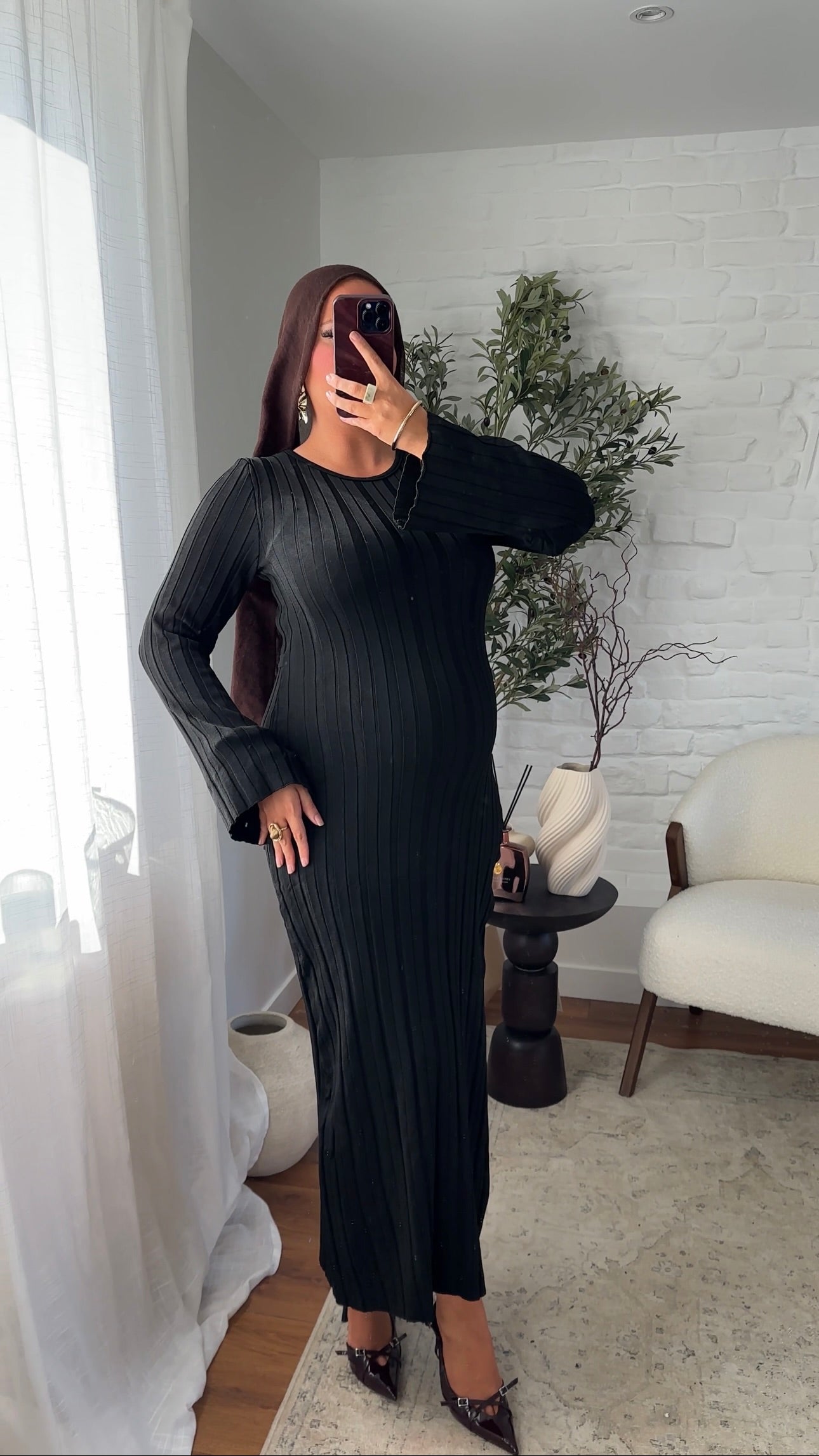 Robe pull en maille ultra douce en coton | Noir