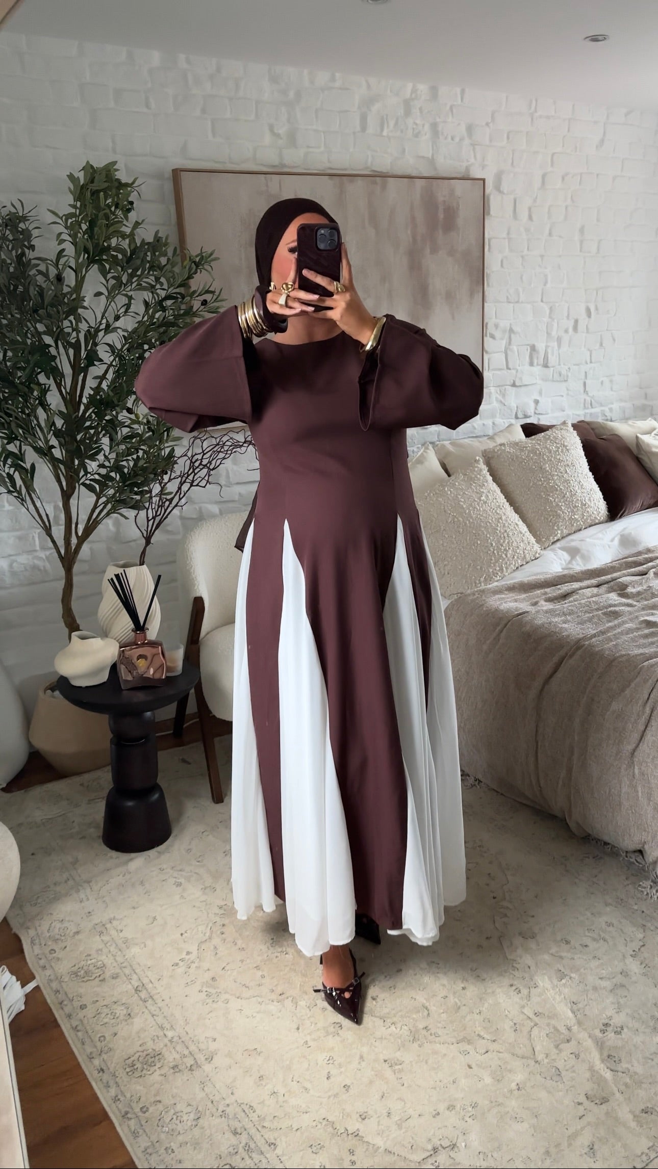 Robe ultra longue minimaliste | Acajou