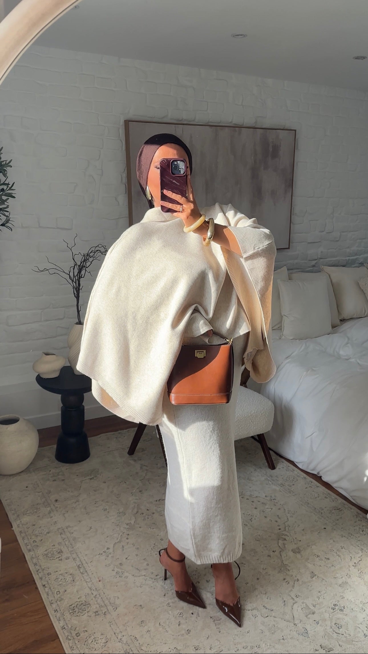 Cape en maille ultra douce | Beige