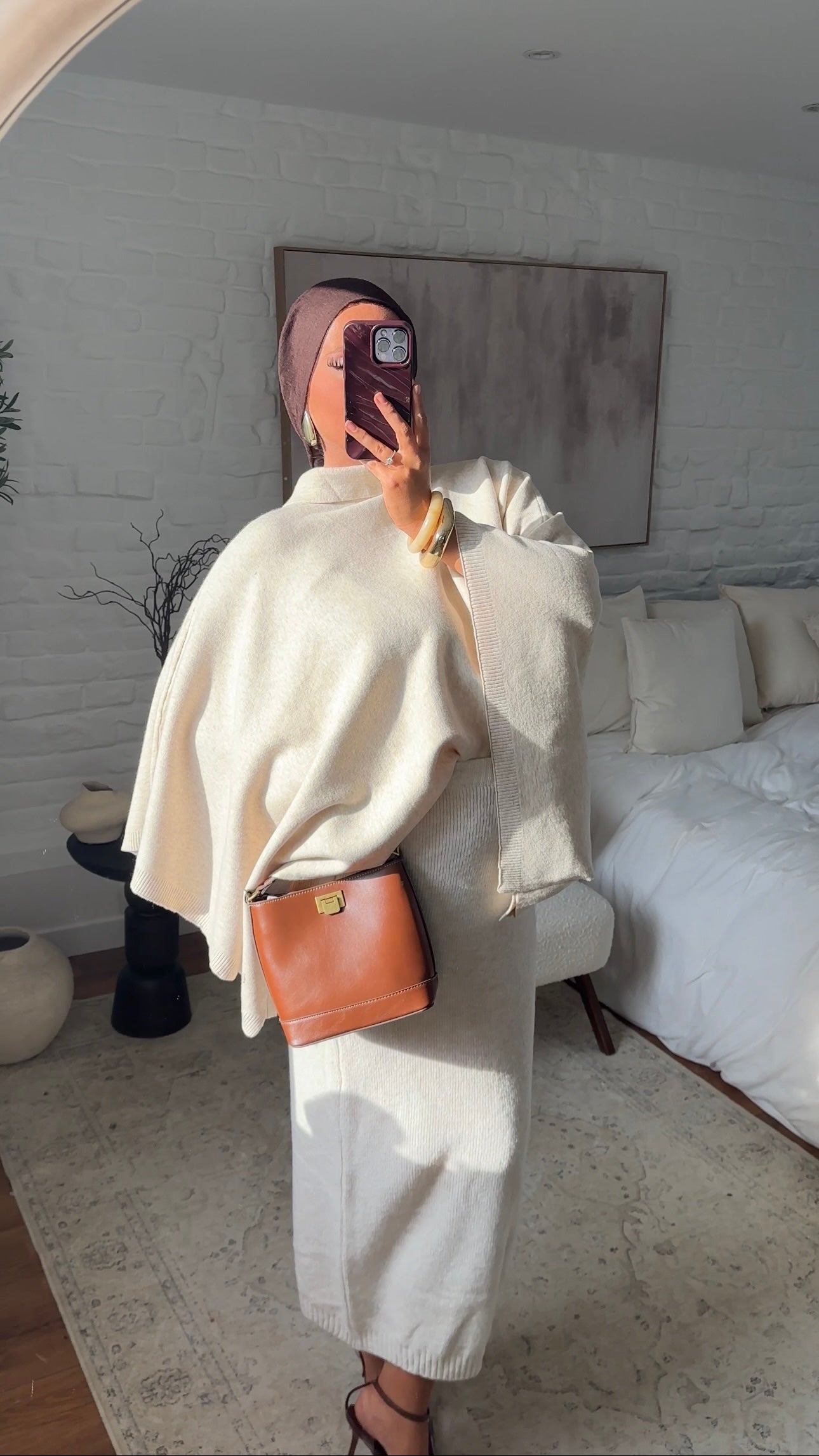 Cape en maille ultra douce | Beige