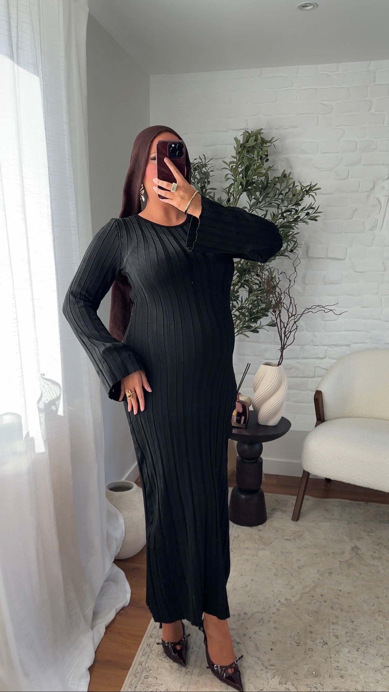 Robe pull en maille ultra douce en coton | Noir