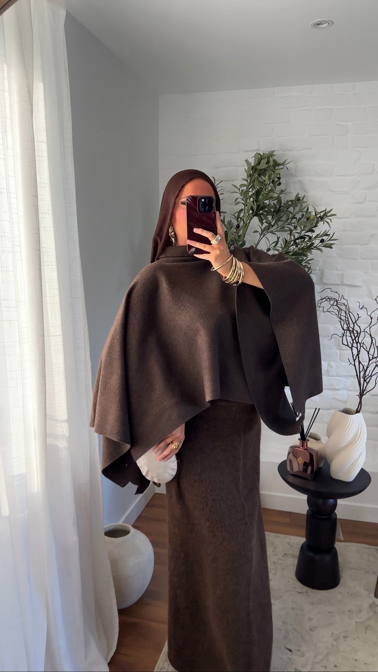 Cape en maille ultra douce Marron | Pré-commande