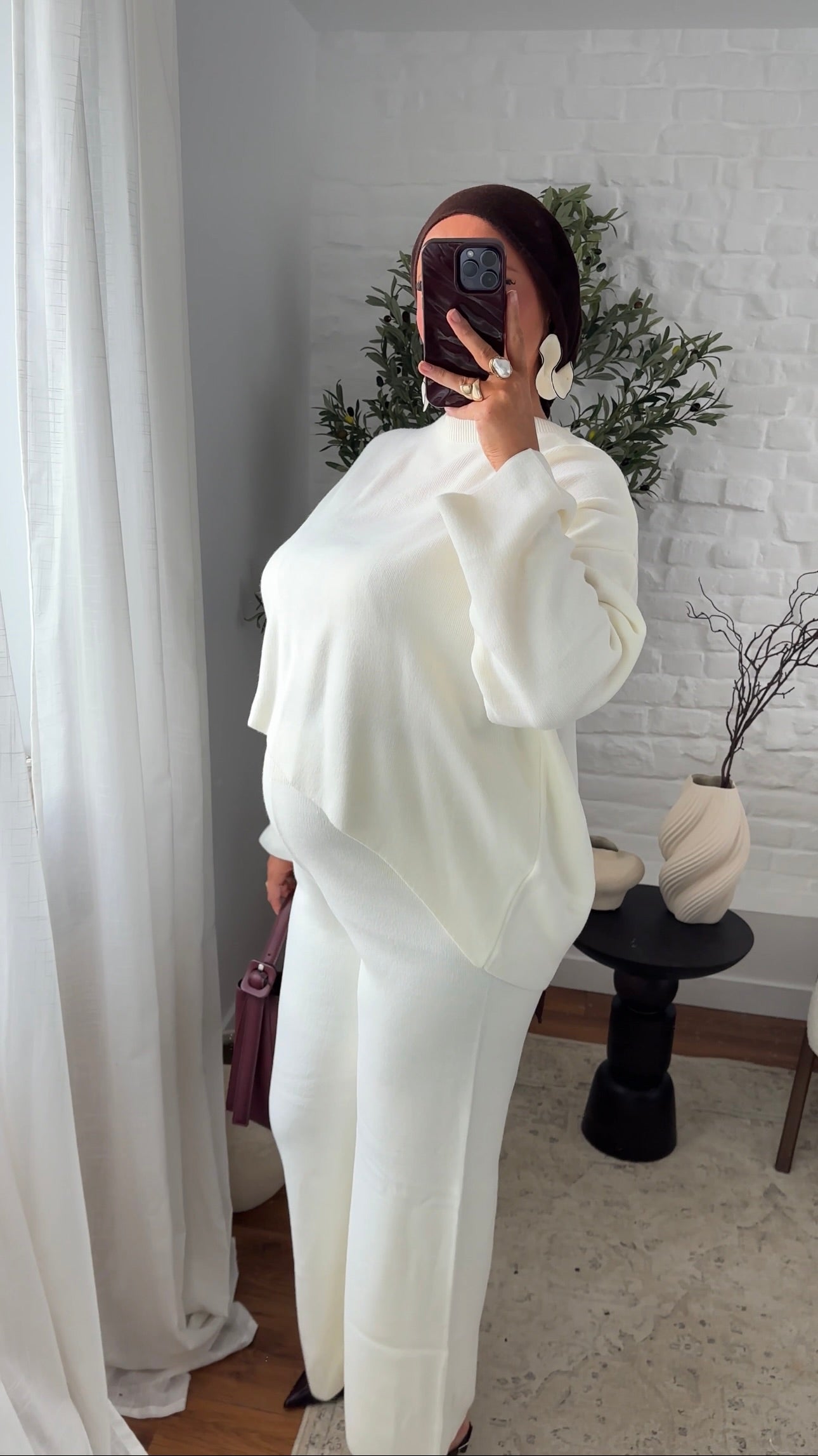 Ensemble comfy en maille à pantalon | Blanc