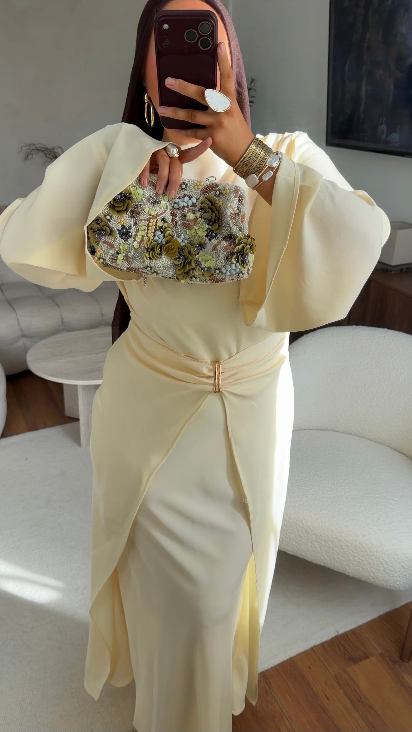 Robe ultra longue à nouer à l'arrière | Jaune