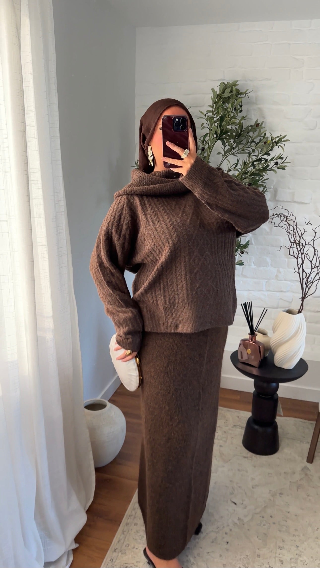 Pull ultra chaud en laine et col montant | Marron