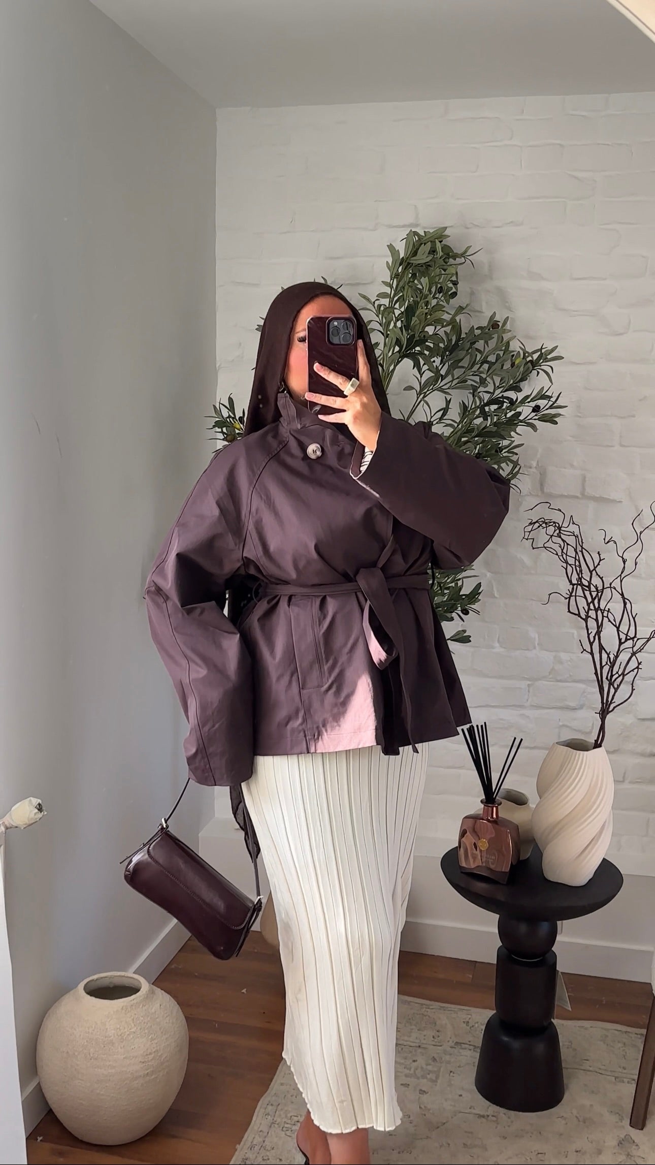 Trench mi long à ceinture | Acajou
