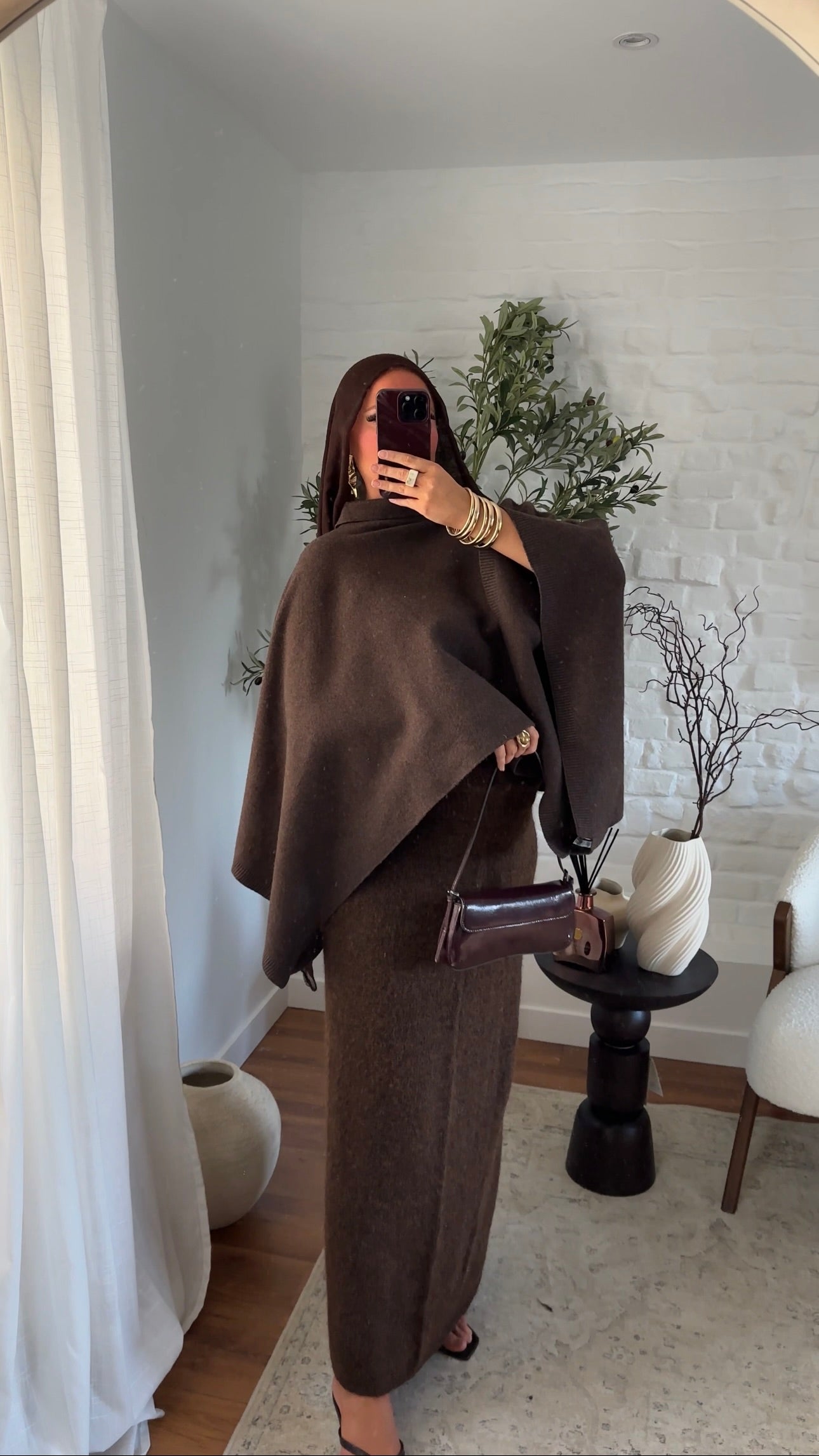 Cape en maille ultra douce Marron | Pré-commande