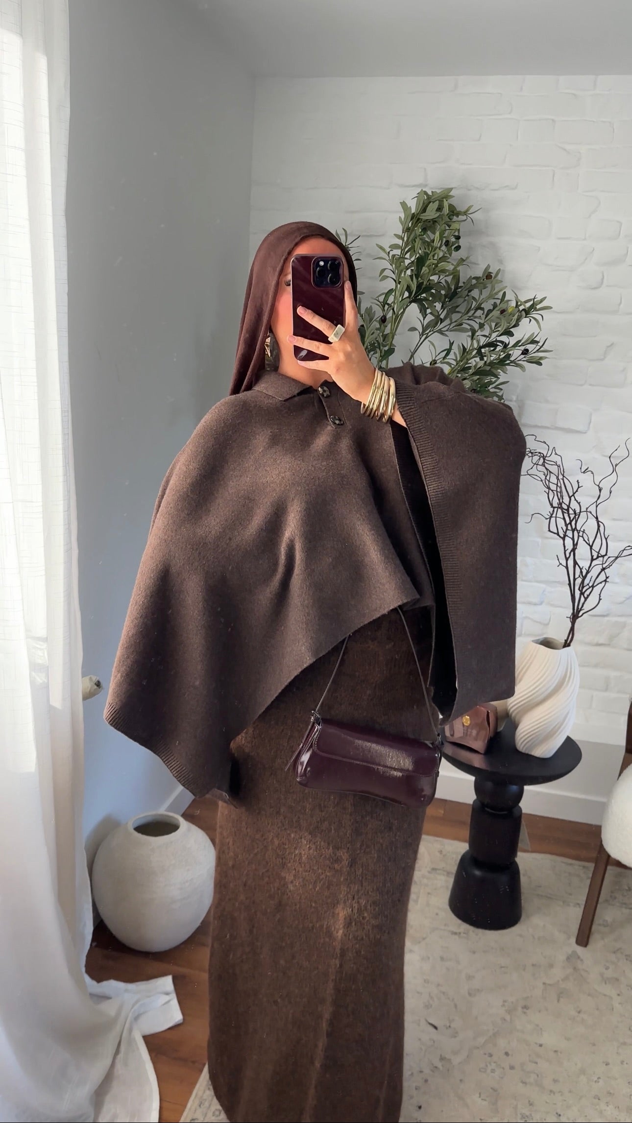 Cape en maille ultra douce Marron | Pré-commande