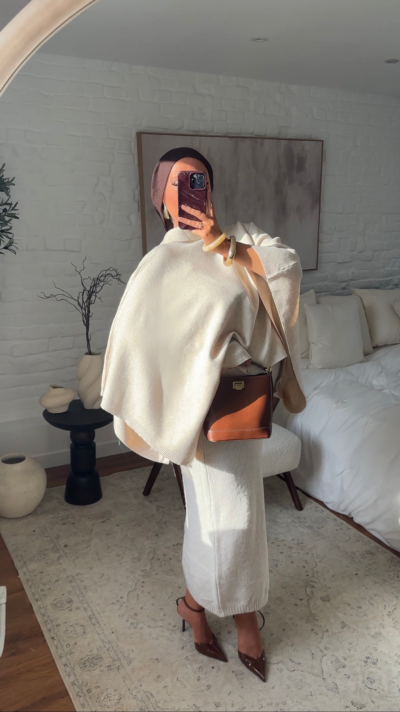 Cape en maille ultra douce | Beige