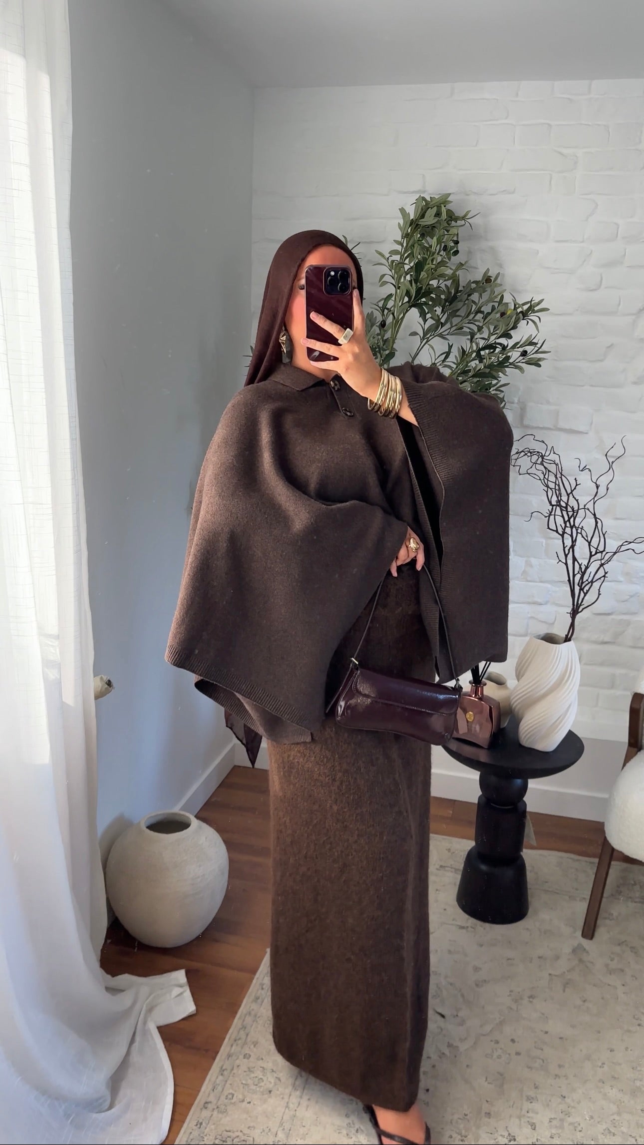 Cape en maille ultra douce Marron | Pré-commande