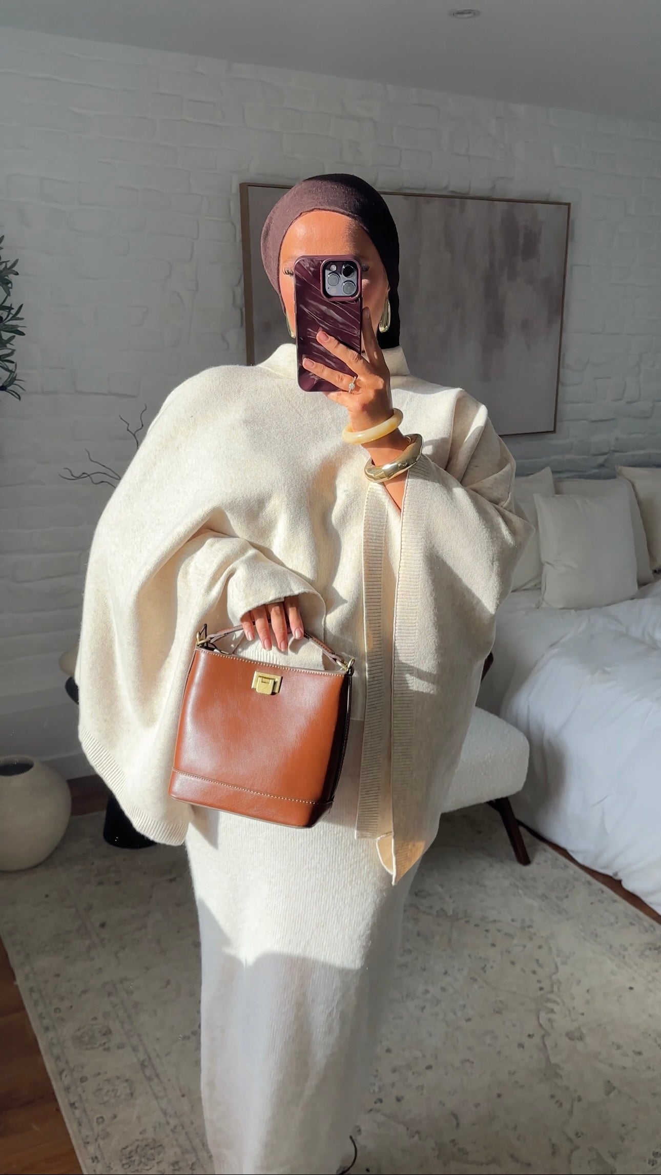 Cape en maille ultra douce | Beige