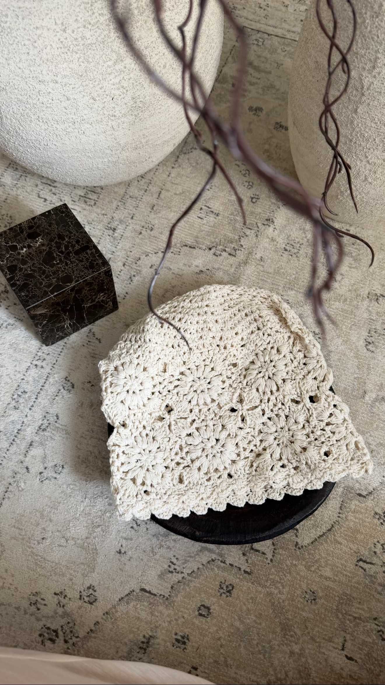 Bonnet en crochet | Crème