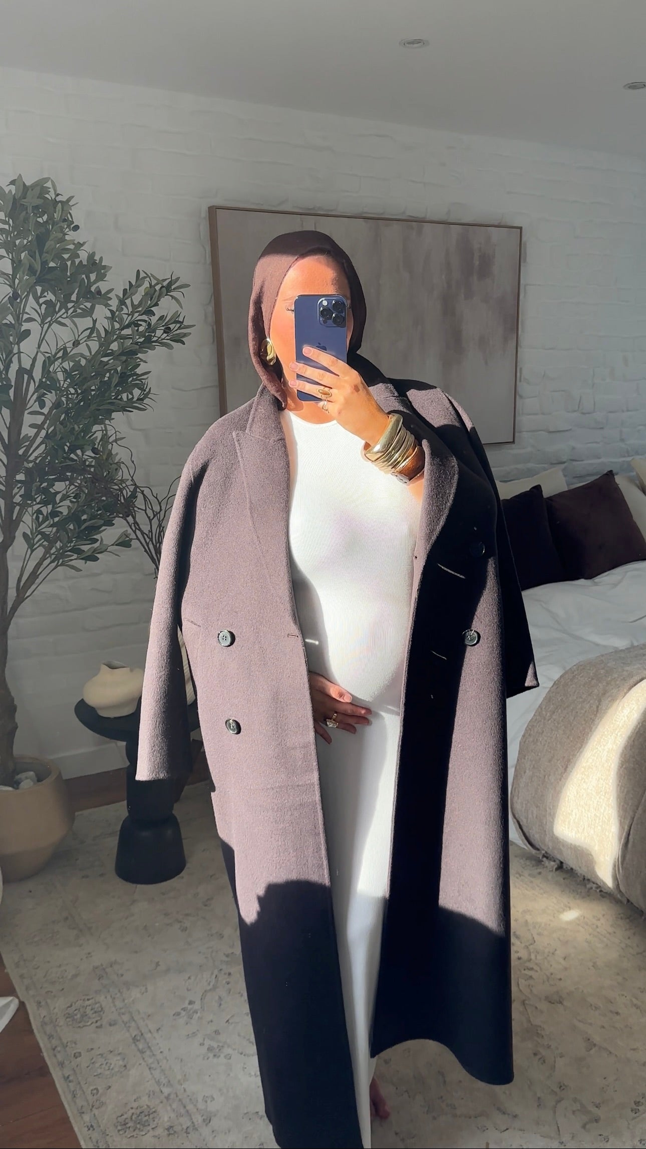 Robe longue en maille à manches longues | Blanc