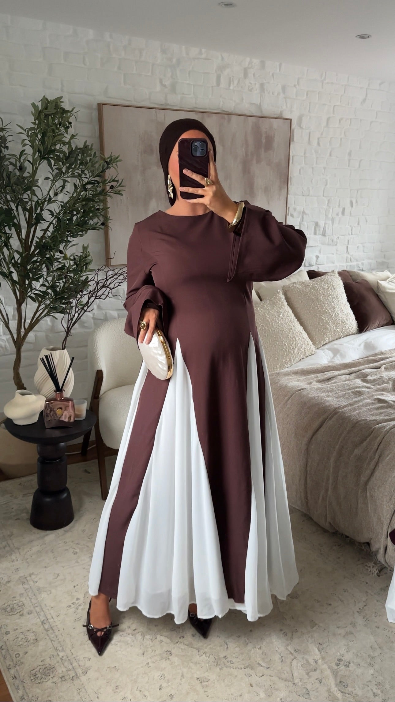 Robe ultra longue minimaliste | Acajou