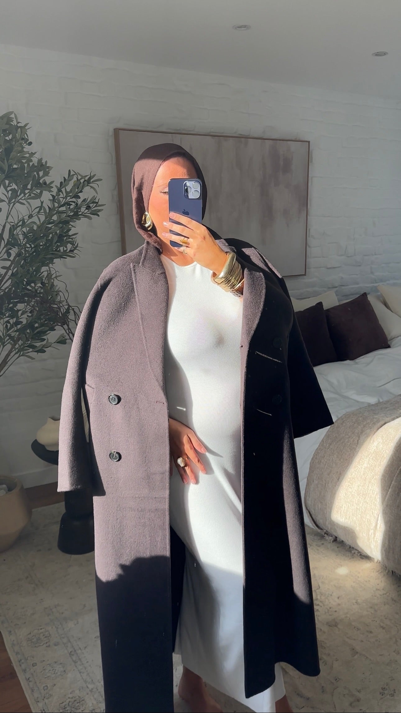 Robe longue en maille à manches longues | Blanc