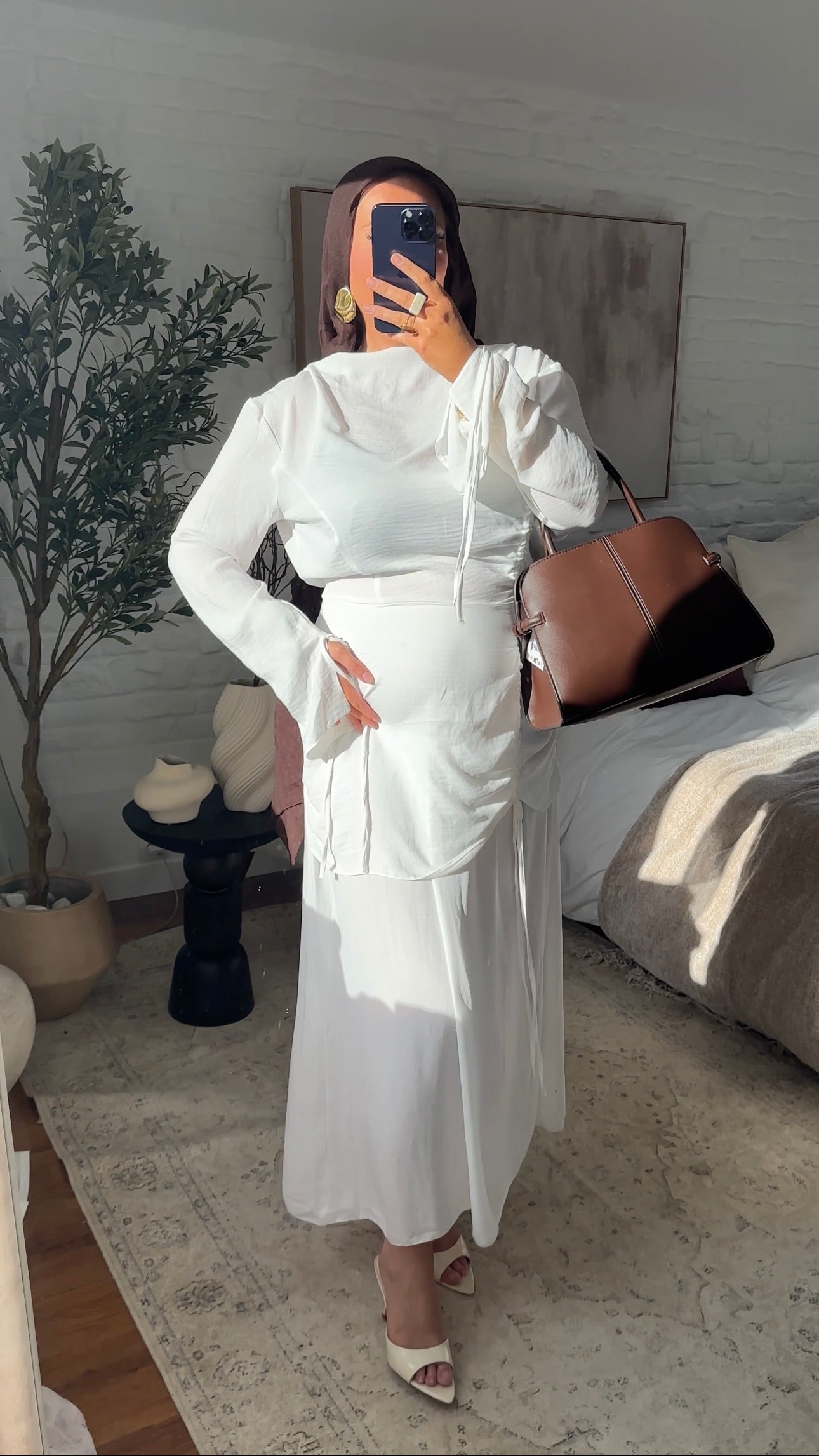 Robe longue à lacets | Blanc