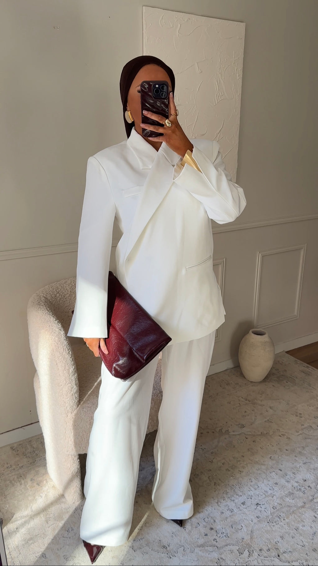 [GAMME PREMIUM] Blazer oversize cache cœur | Blanc