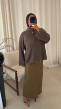 Pull long ultra doux à zip NIREL | Taupe
