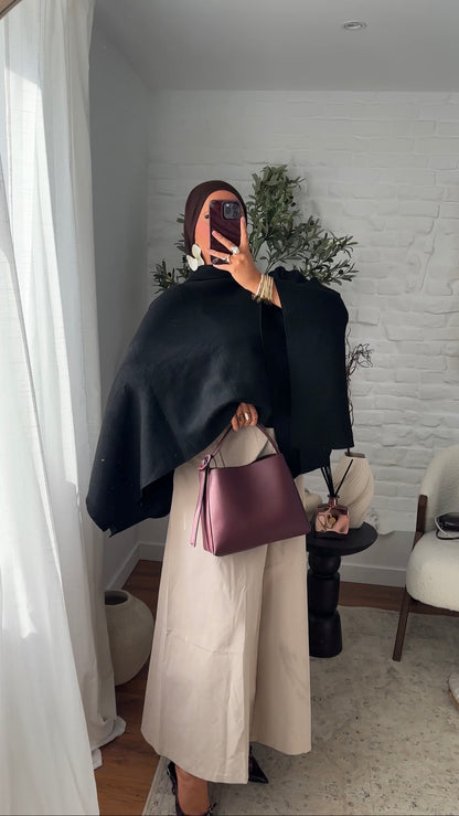 Jupe ultra longue évasée stretch | Beige