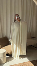 Robe doublée ultra longue et évasée | Crème