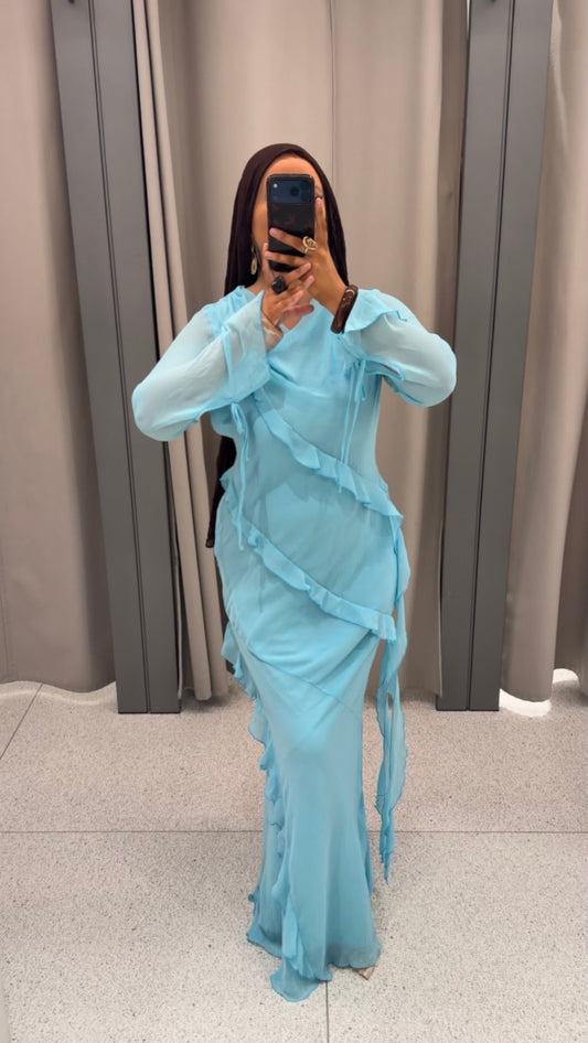Robe ultra longue | Bleu