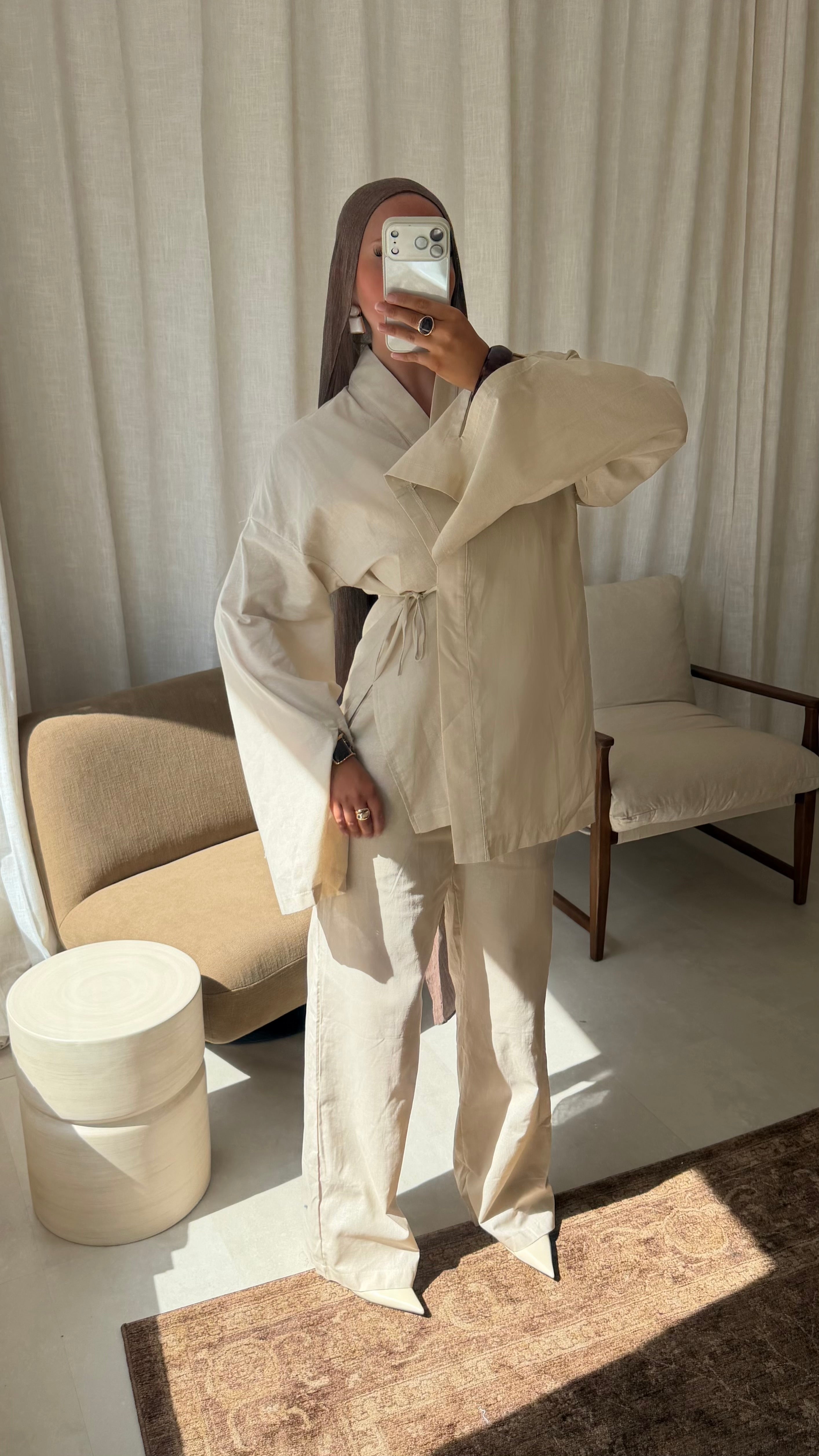 Ensemble à nouer ultra large | Beige