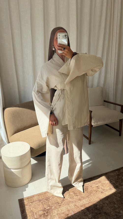 Ensemble à nouer ultra large | Beige