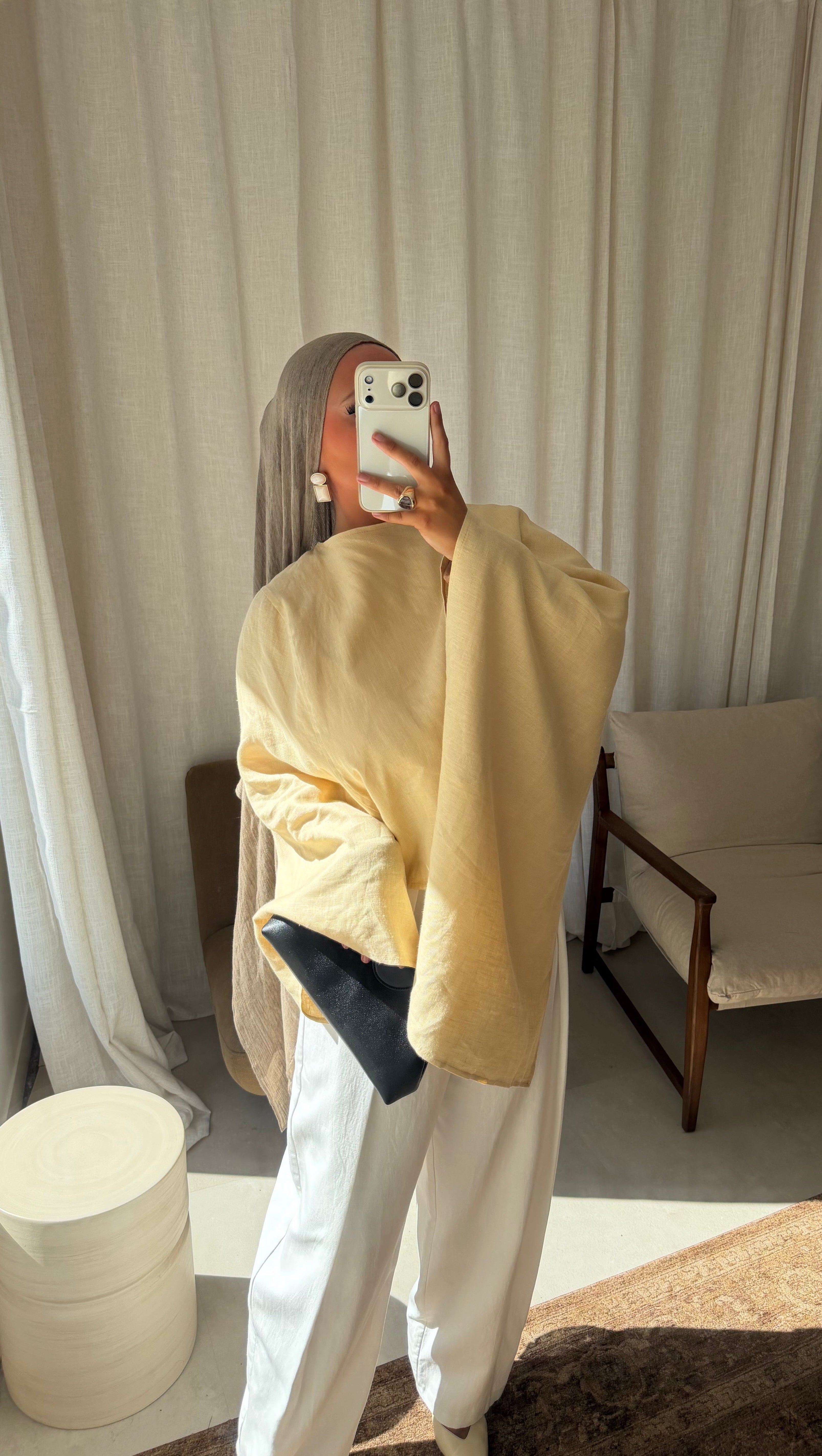 [CRÉATION] Haut avec cape intégrée 100% lin | Jaune