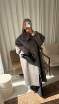 [GAMME LUXE] Manteau long cousu main en laine véritable | Taupe