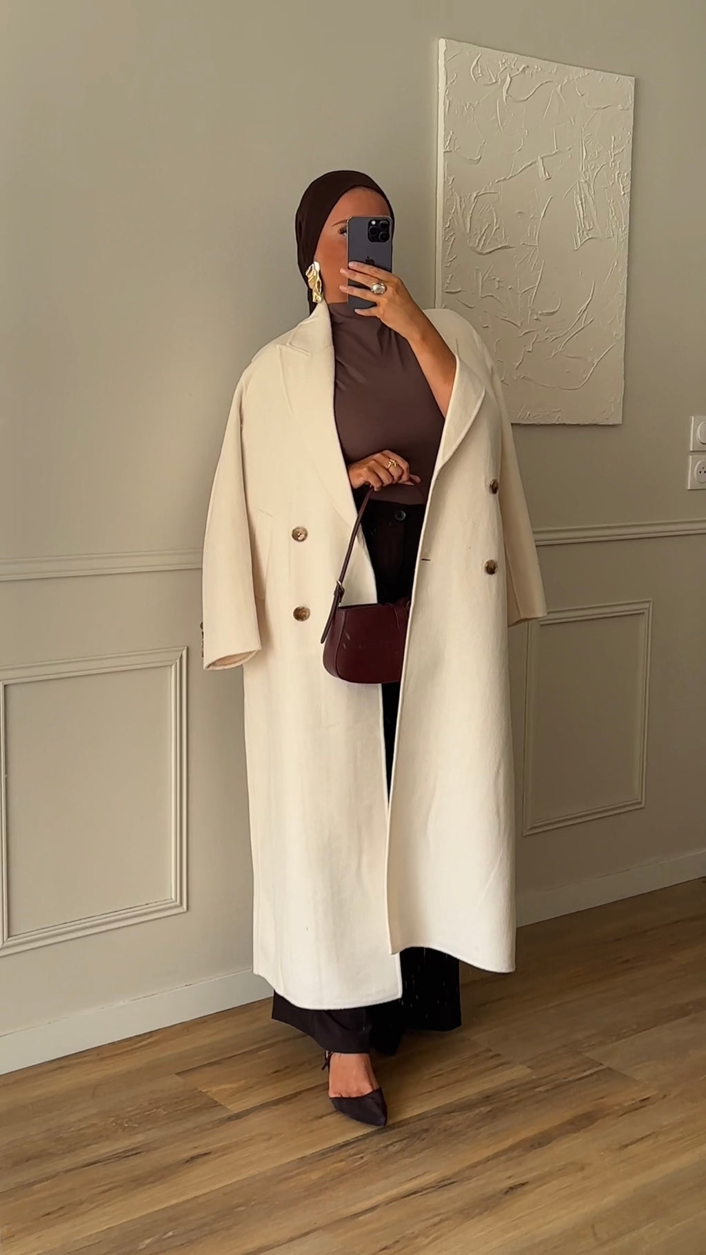 [GAMME PREMIUM] Manteau ultra long fait main en laine véritable | Écru