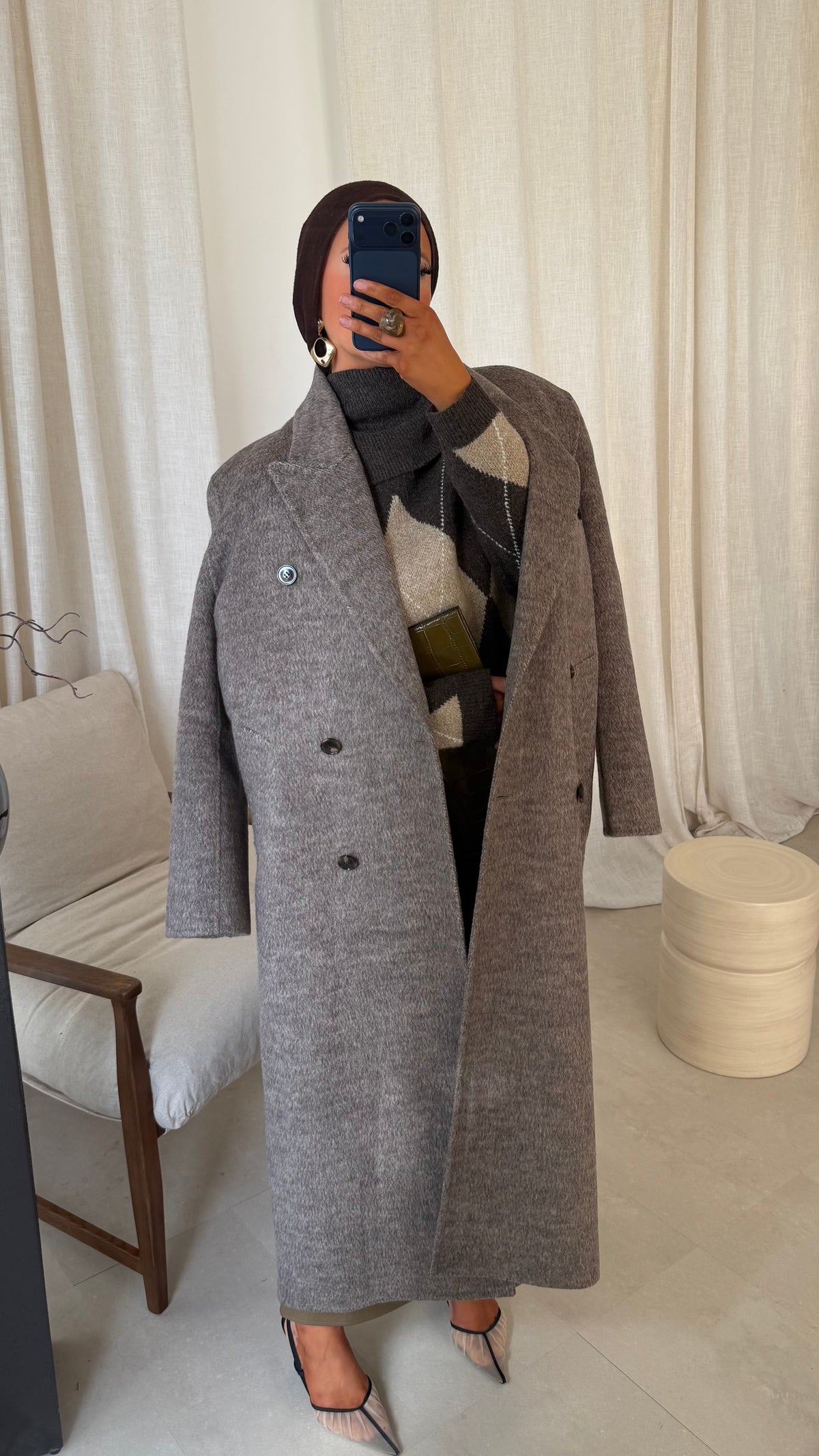 [GAMME LUXE] Manteau ultra long et chaud en laine véritable | Taupe