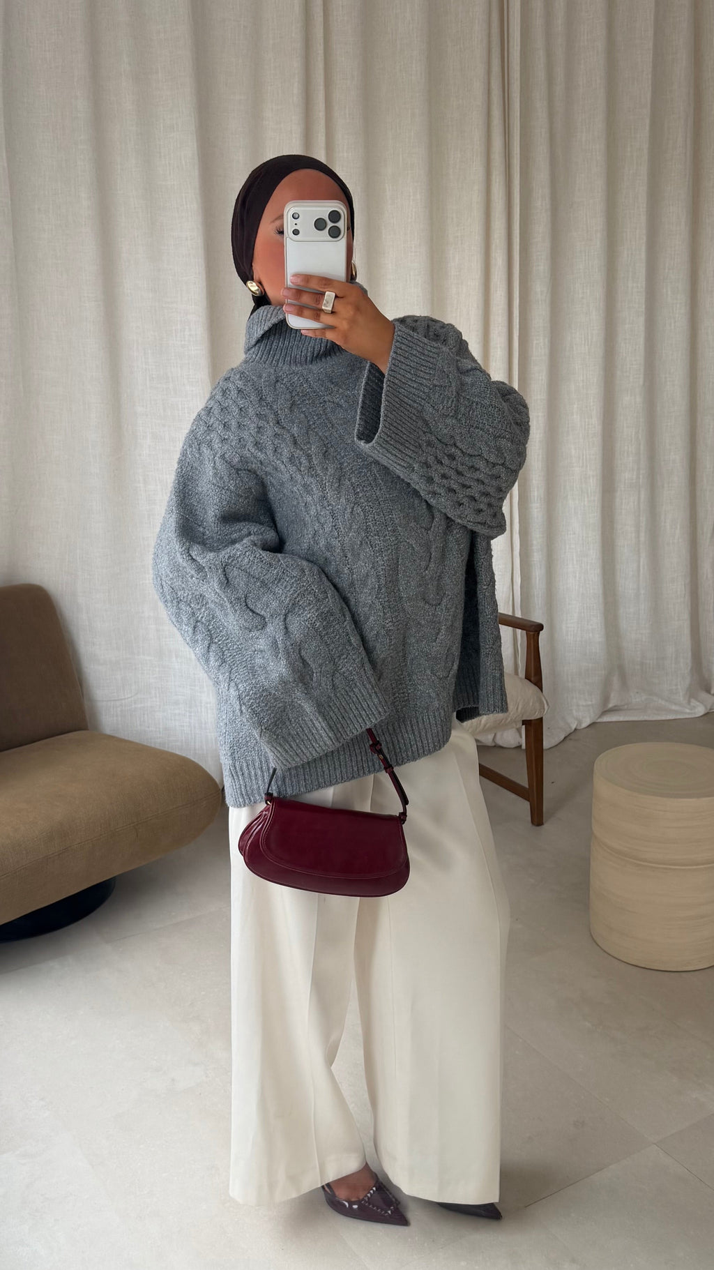 [GAMME PREMIUM] Pull à col montant ultra chaud OSLO | Gris