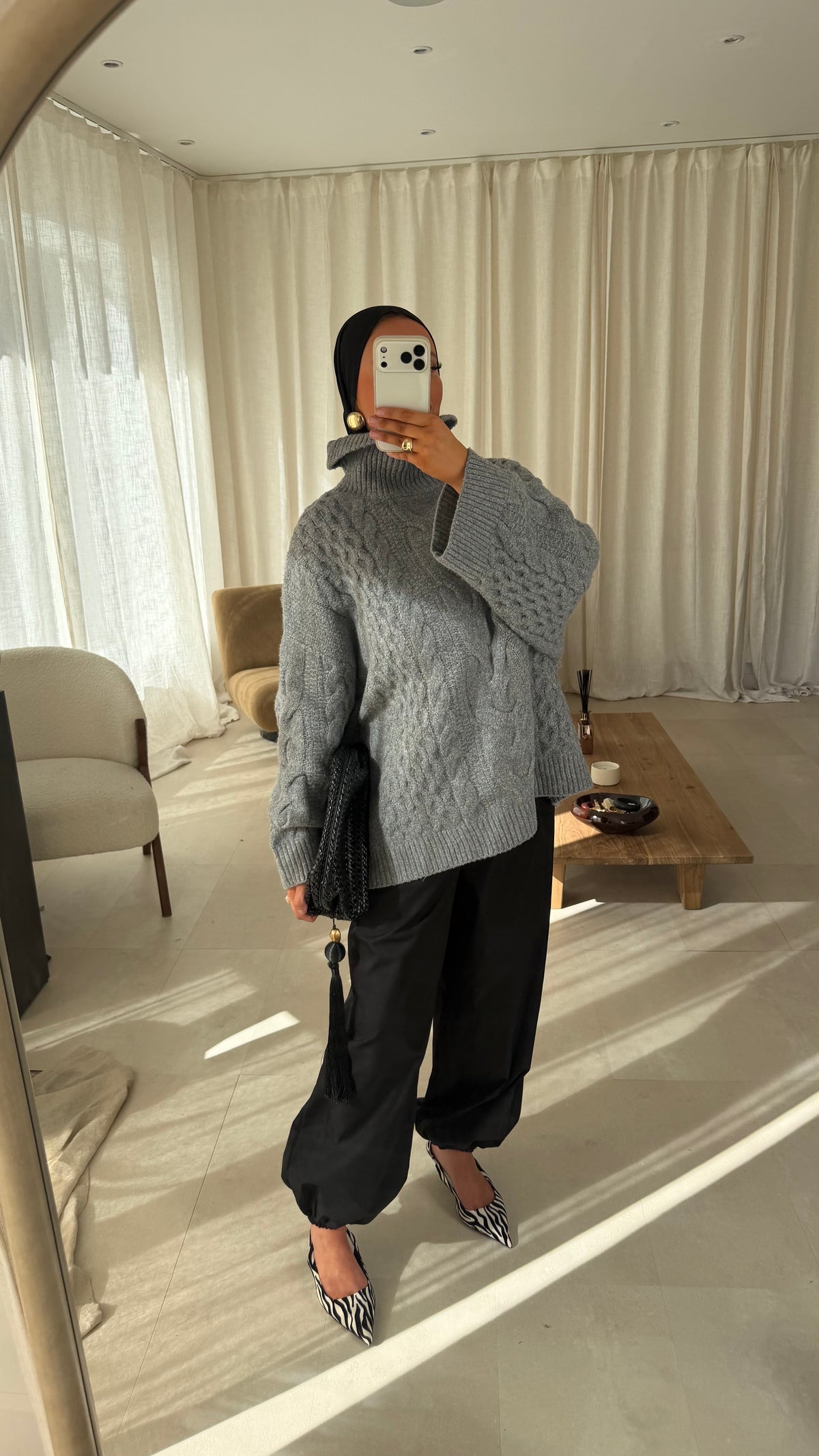 [GAMME PREMIUM] Pull à col montant ultra chaud OSLO | Gris