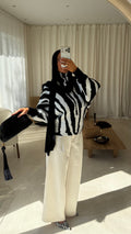 Pull ultra large zébré AZIA | Noir et blanc
