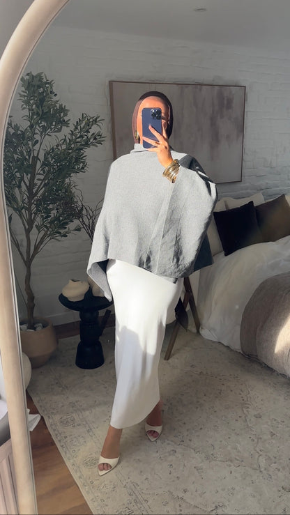 [CRÉATION] Cape longue ultra oversize asymétrique | Gris