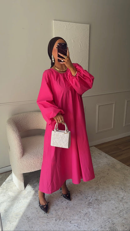 Robe ultra longue en popeline OYAMAZ | BLEU MARINE