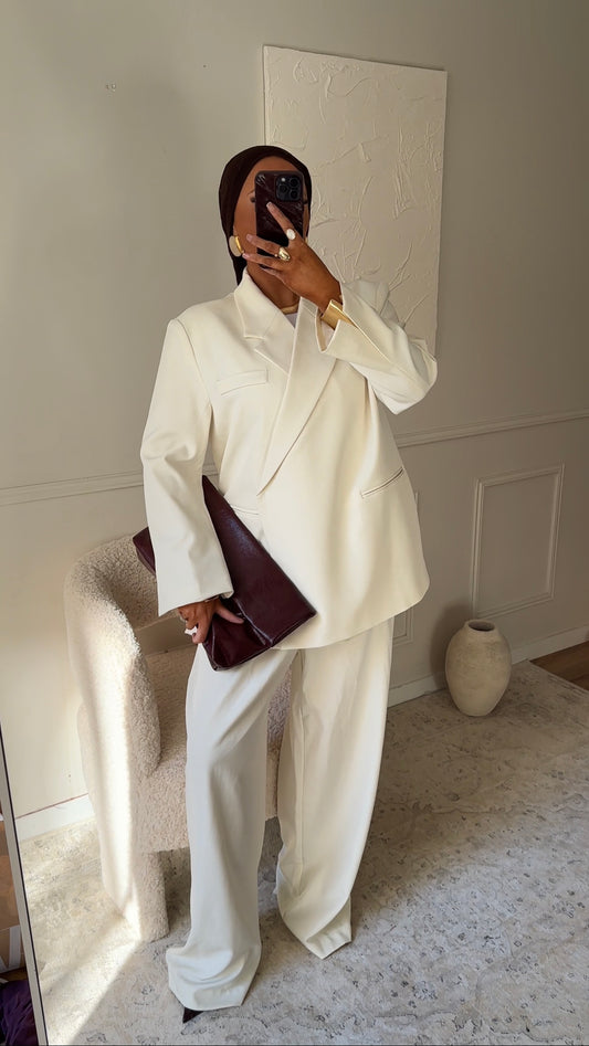 [GAMME PREMIUM] Blazer oversize cache cœur | Écru