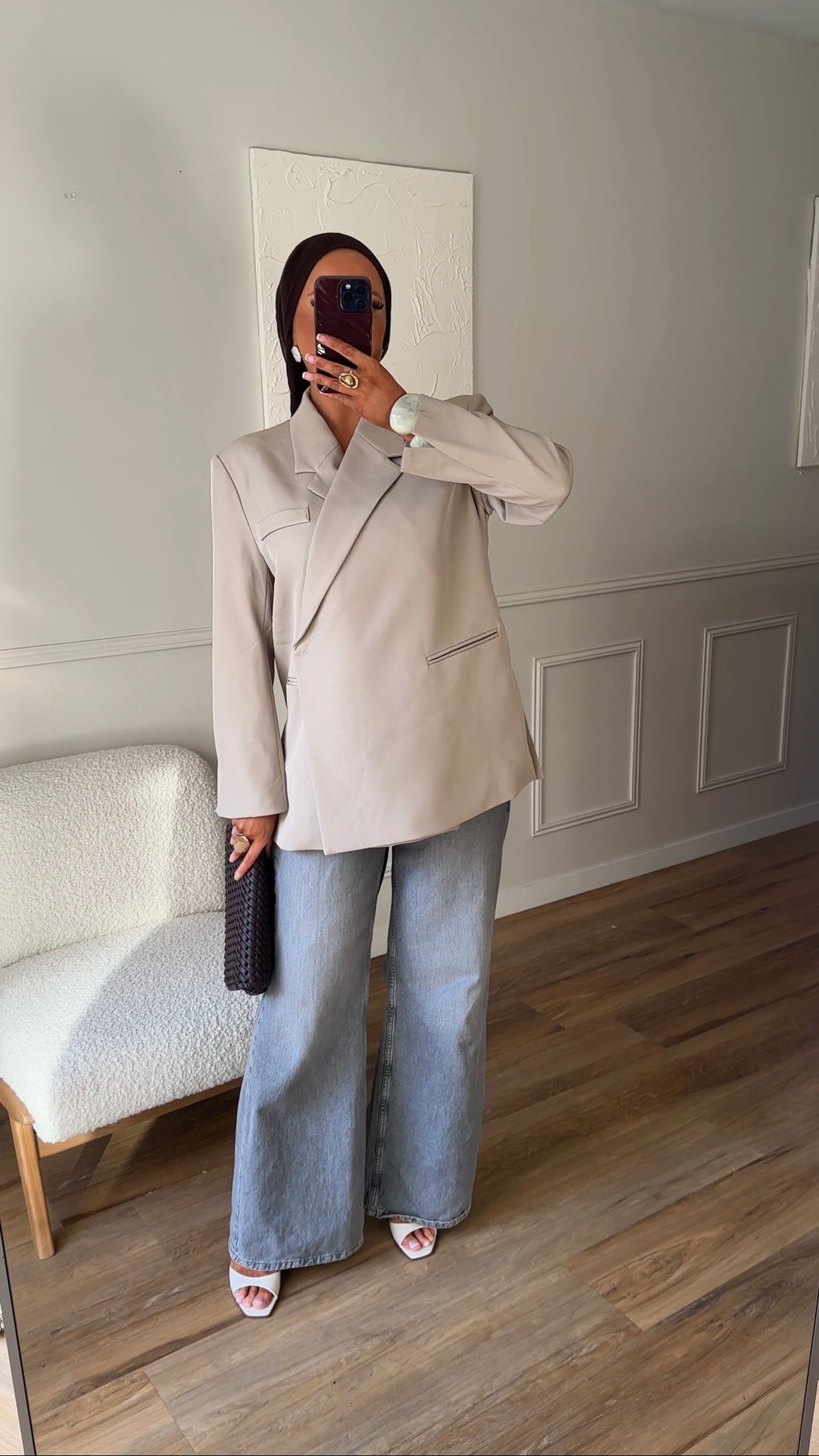 [GAMME PREMIUM] Blazer oversize cache cœur | Beige