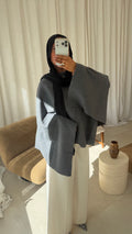 [GAMME LUXE] Cape en laine véritable ELDENA | Grise