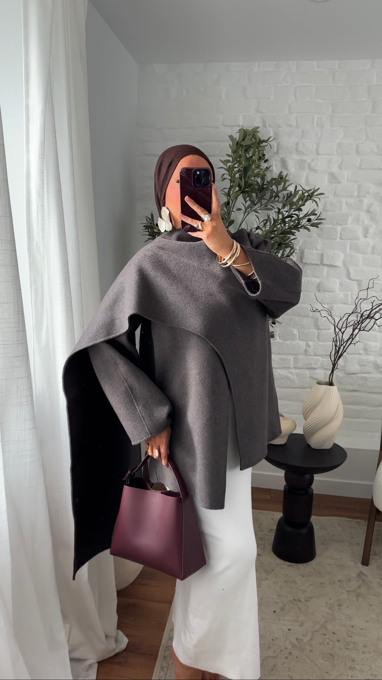 [CRÉATION] Manteau à cape en laine véritable fait main en atelier français | Taupe