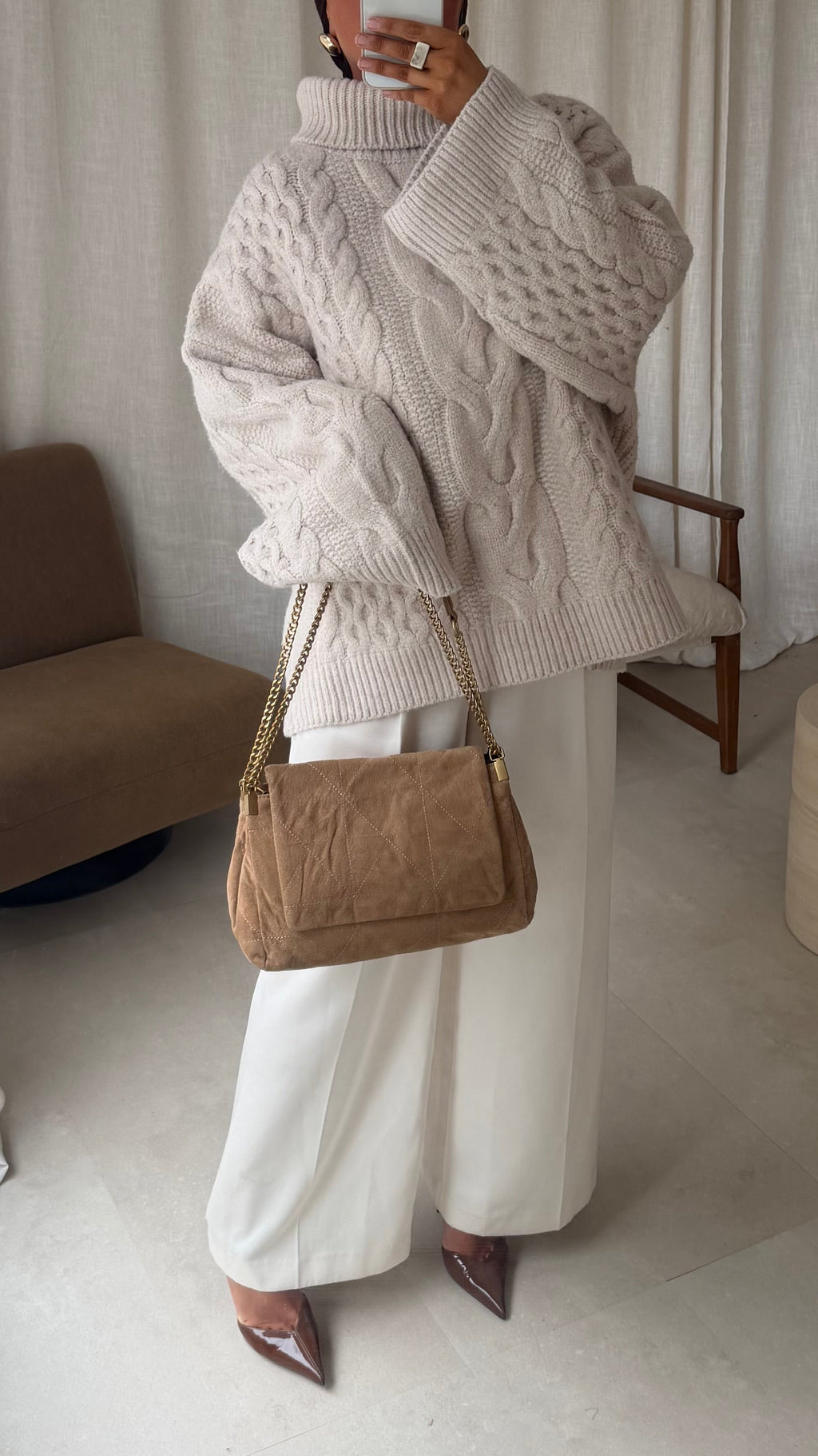 [GAMME PREMIUM] Pull à col montant ultra chaud OSLO | Beige