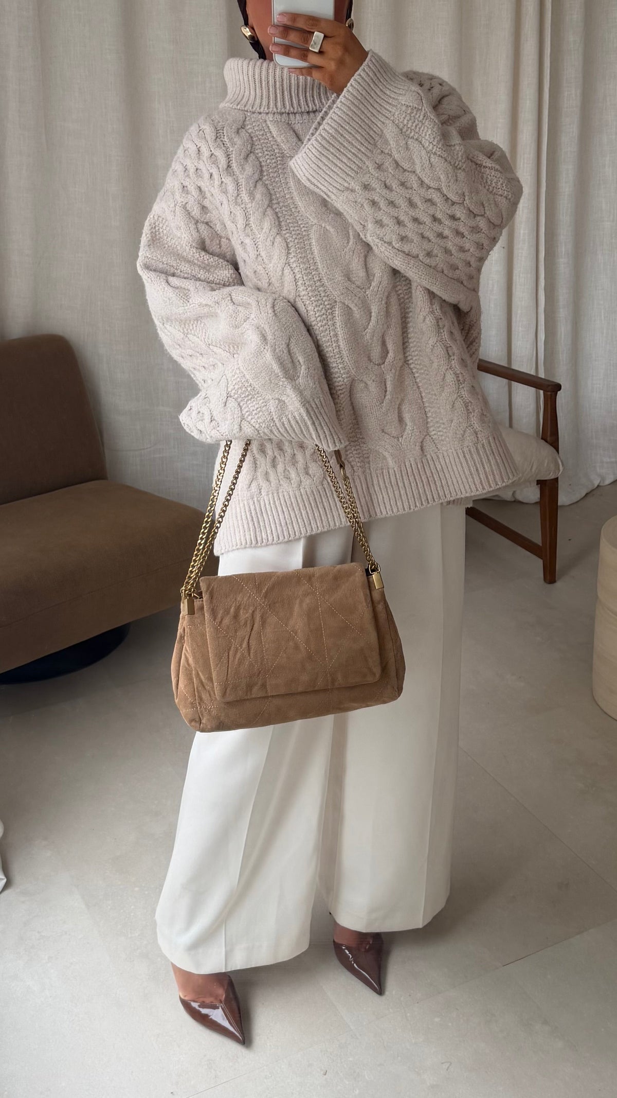 [GAMME PREMIUM] Pull à col montant ultra chaud OSLO | Beige