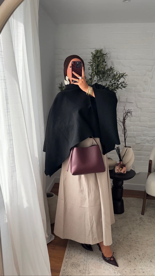Cape en maille ultra douce | Noir
