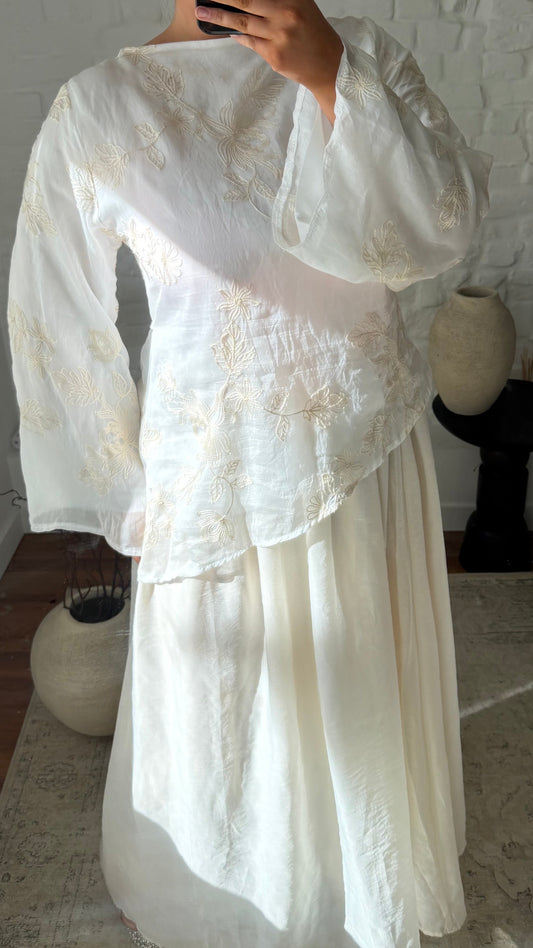 Haut fleuri | Blanc
