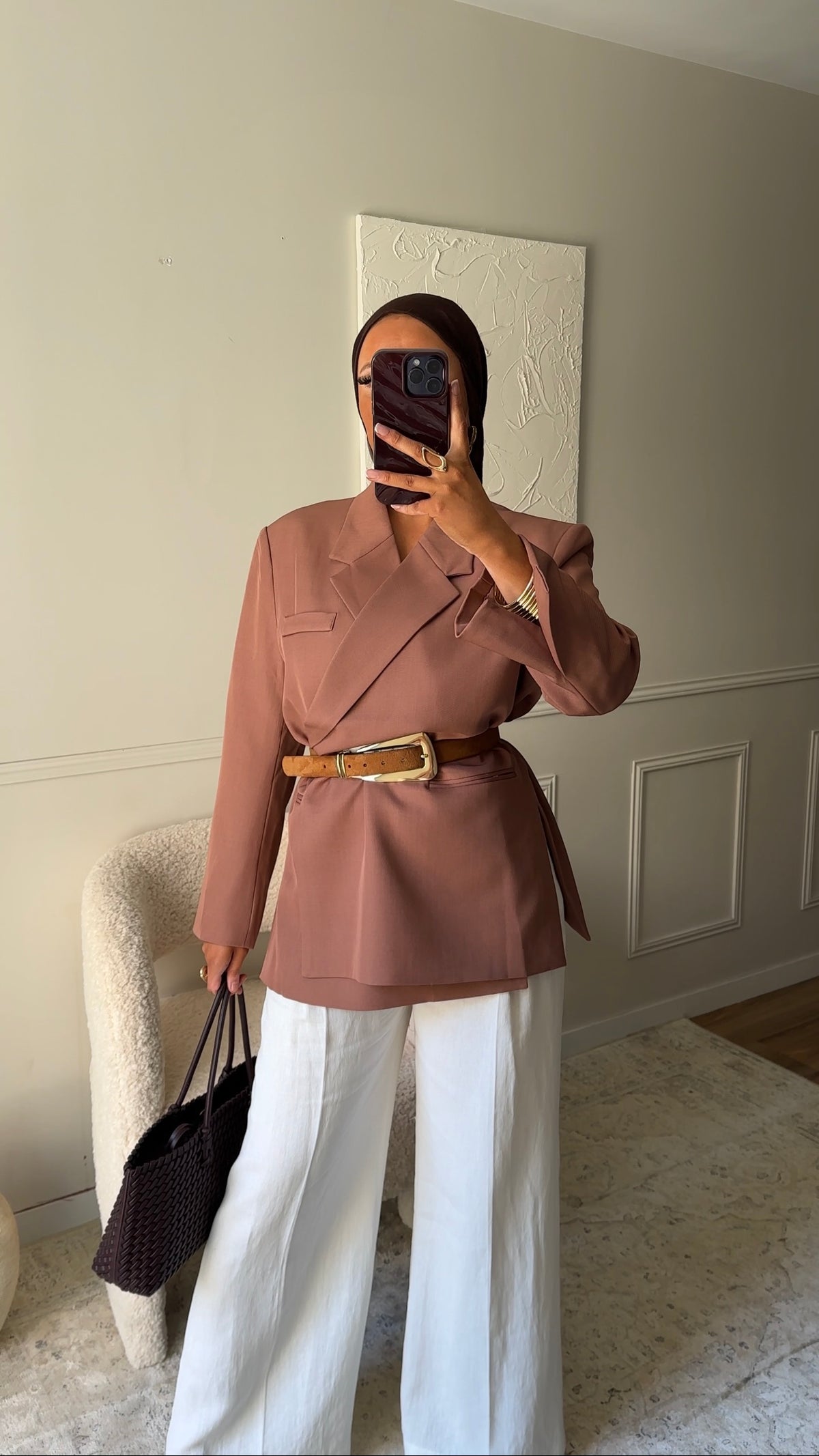 [GAMME PREMIUM] Blazer oversize cache cœur | Mocha