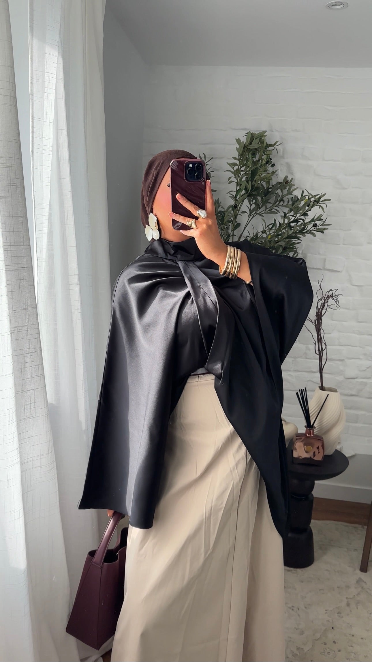 Jupe ultra longue évasée stretch | Beige