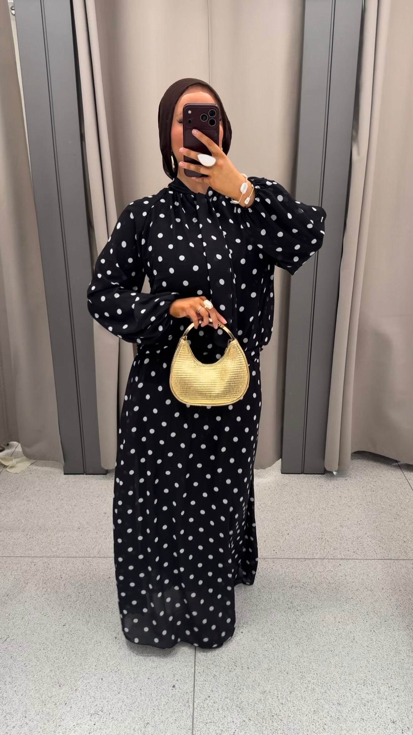 Ensemble doublé ultra long à pois | Noir