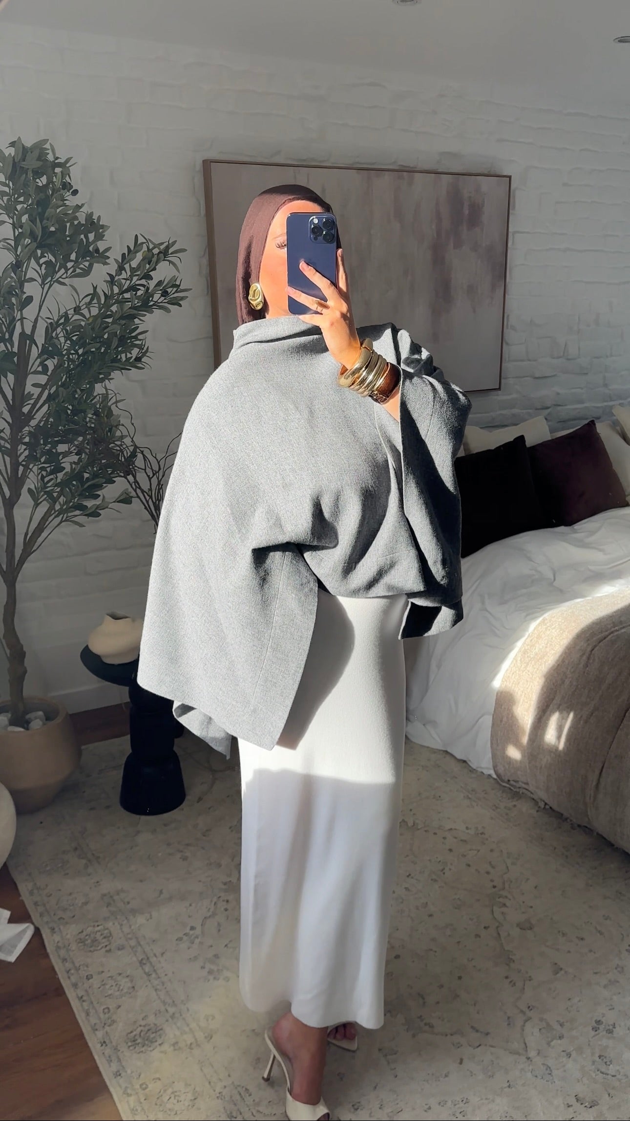 [CRÉATION] Cape longue ultra oversize asymétrique | Gris