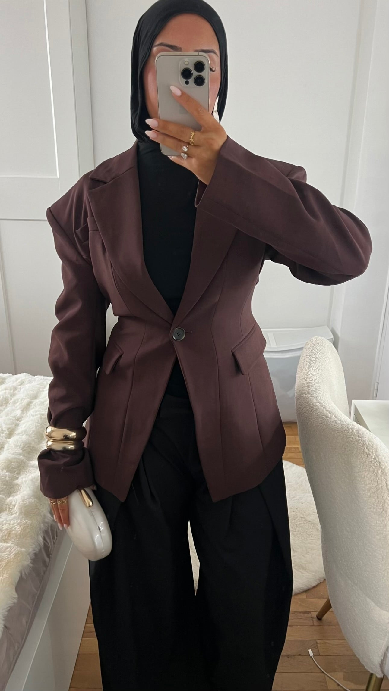 [GAMME PREMIUM] Blazer large et cintré ultra épais | Bordeaux